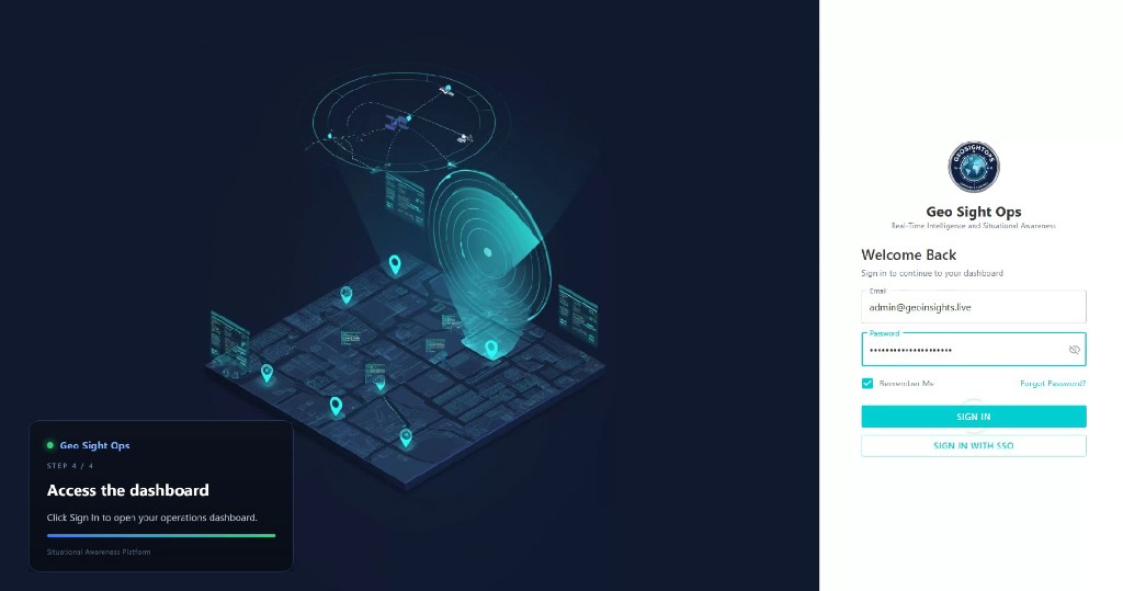 GeoSightOps dashboard — Access the dashboard