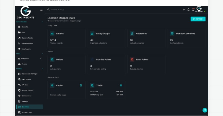 Location Mapper Stats dashboard